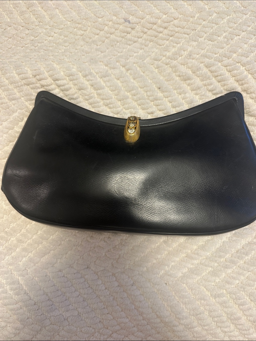 Vintage Bienen Davis Classic Black Women's Clutch with Gold Accent